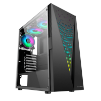 2E GAMING GALAXY (G2055) MidT, 2xUSB2.0,1xUSB3.0, 3x120mm ARGB+strip,TG (side panel),without PSU,black