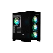 2E Gaming Fantom GK701B, without PSU, 2xUSB 3.0, 1xUSB Type-C, 4x120mm ARGB, controller with remote, TG Side/Front Panel, mATX, Black
