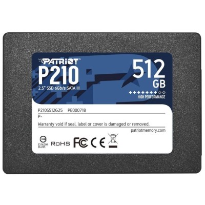 Patriot P210S512G25 P210 512GB SATA3 2,5" Up to 520MB/s Read, 430MB/s Write